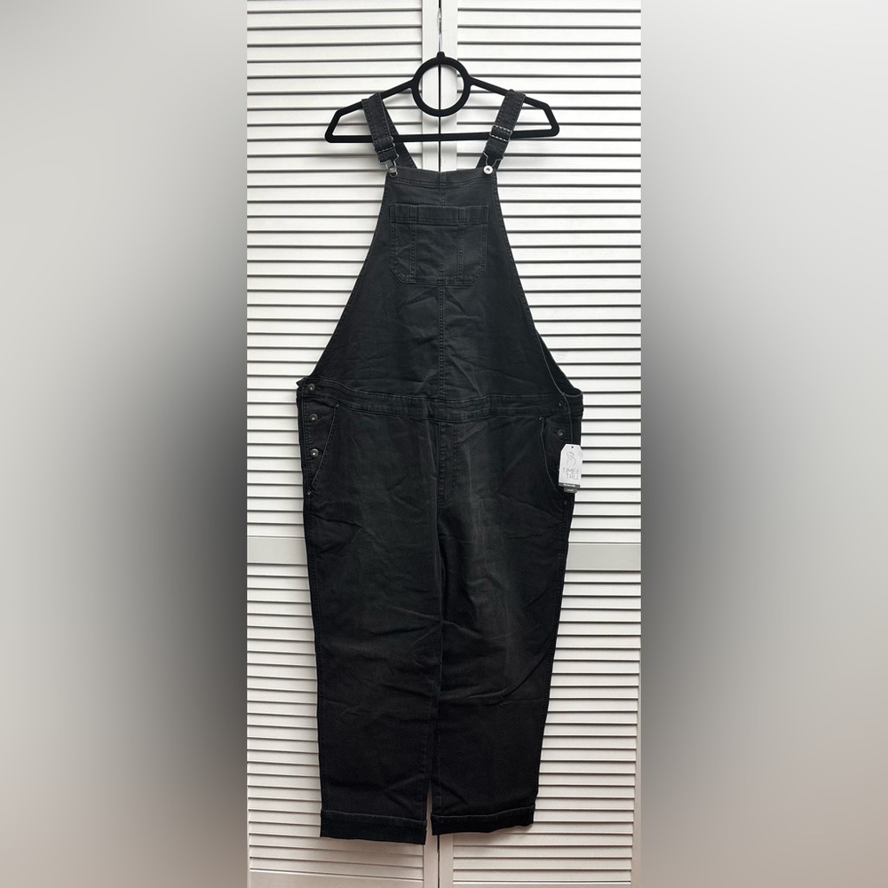 🔥Time and Tru Women’s Black Denim Maternity Overalls, Size: XXL (20), NWT